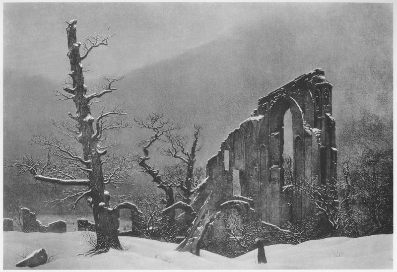 Munk i sneen - Caspar David Friedrich