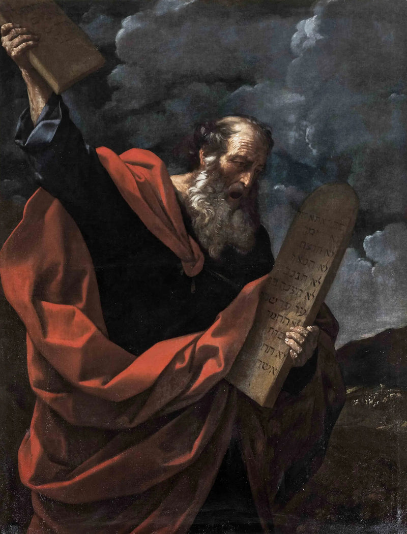 Moses, der knuser de Tavler med Lov - Guido Reni