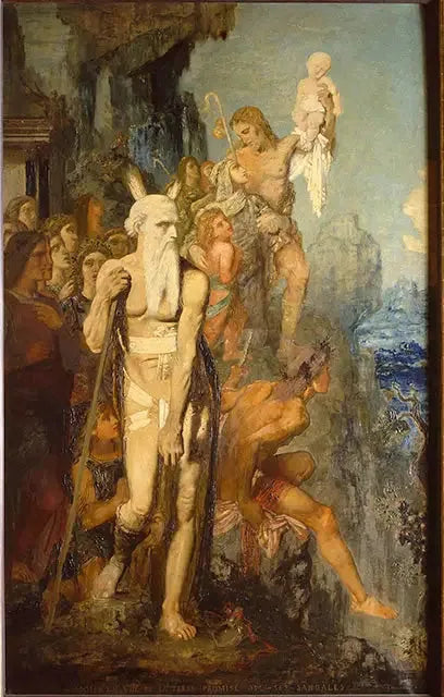 Moses, set fra det Forjættede Land, tager sine sandaler af - Gustave Moreau