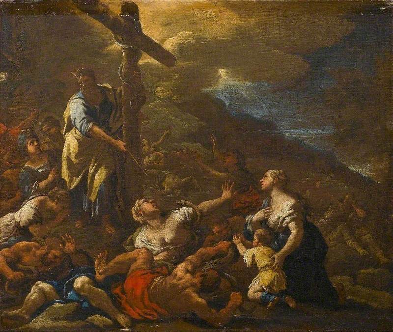 Moses og kobberslangen - Luca Giordano