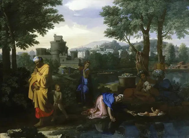 Moses udstillet på vandene - Nicolas Poussin
