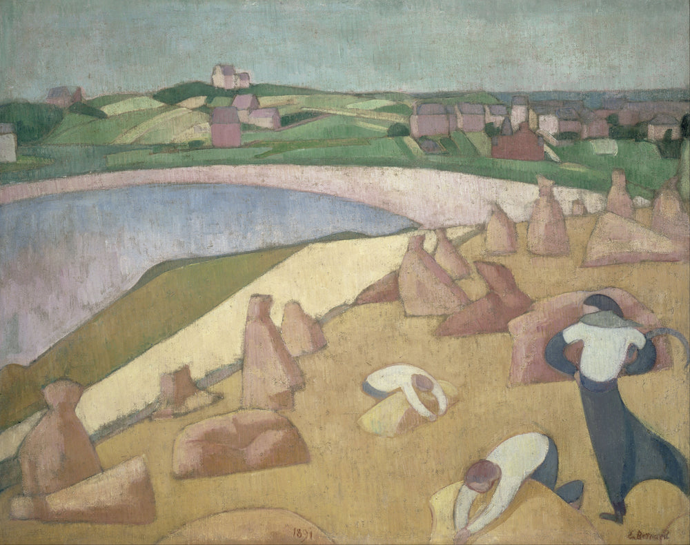 Moisson au bord de la mer - Émile Bernard image 1 copie peinte à la main à l’huile