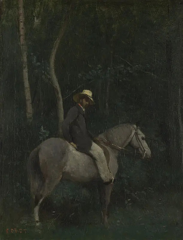 Monsieur Pivot på hest - Jean-Baptiste Camille Corot