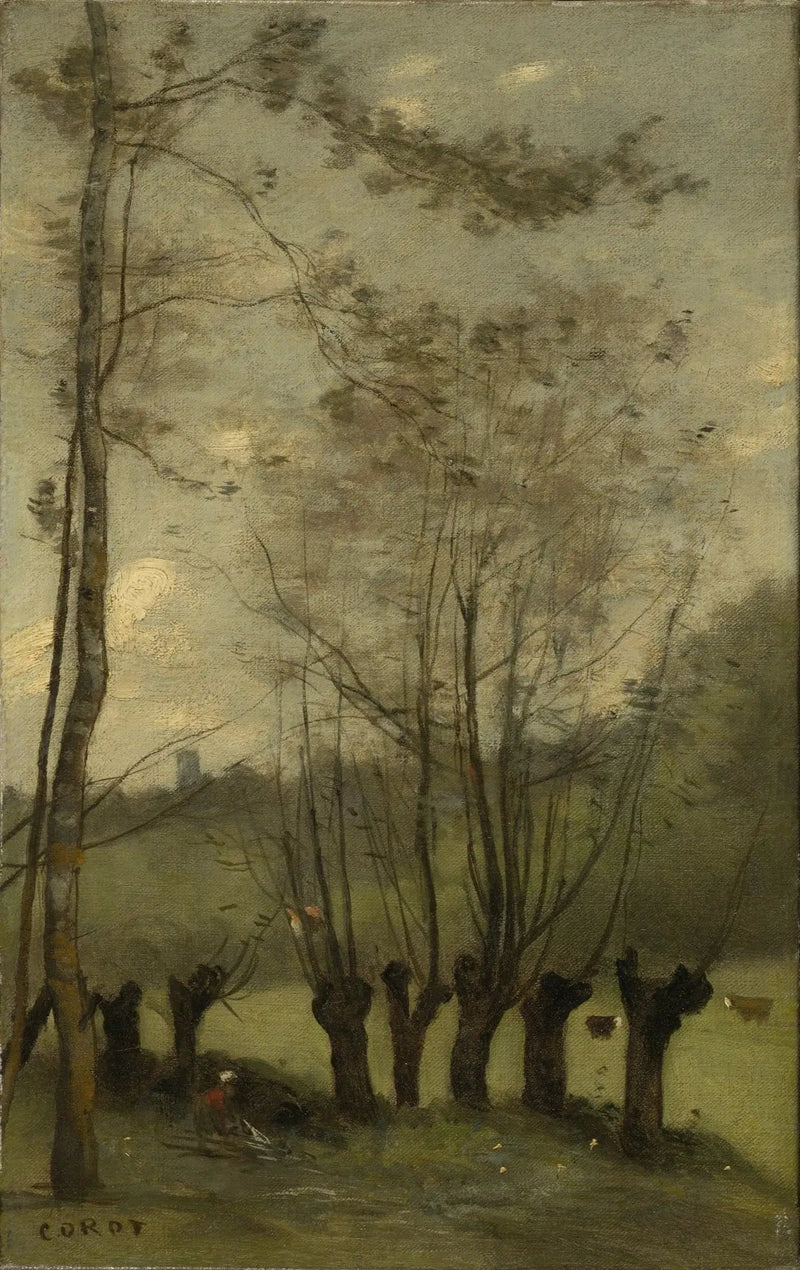 Montlhéry. Prærie med piletræer - Jean-Baptiste Camille Corot