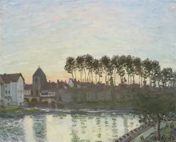 Moret-sur-Loing ved solnedgang - Alfred Sisley