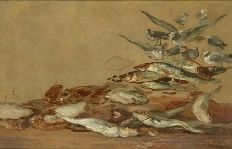 Måger og fisk - Eugène Boudin
