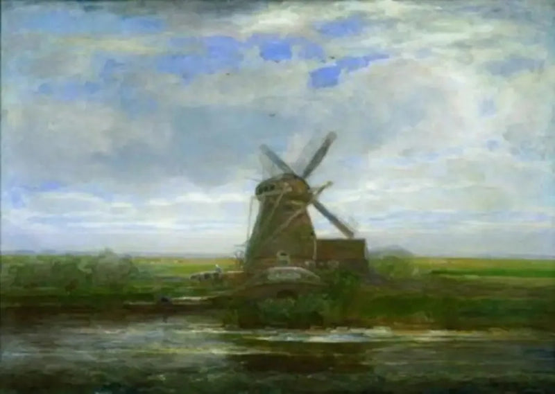 Oostzijdse Mølle med panoramisk solnedgang, mølle i centrum - Piet Mondrian