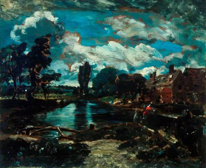 Moulin de Flatford fra en sluse på Stour - John Constable