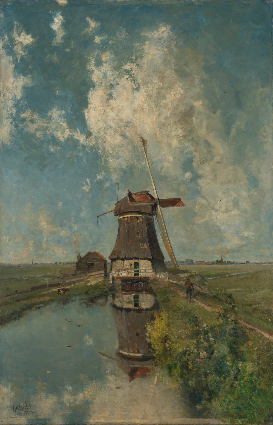 Un moulin sur un canal de polder, dit "Au mois de juillet" - Paul Joseph Constantin Gabriël