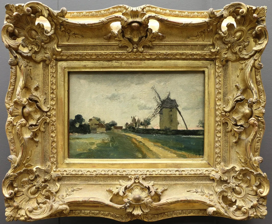 Tvillingevindmøller på Picardie-højen - Jean-Baptiste Camille Corot