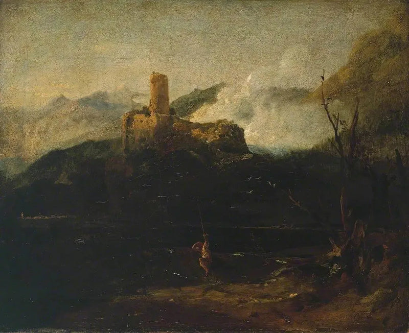 Bjerglandskab med Slot, Sandsynligvis Martigny - J. M. W. Turner