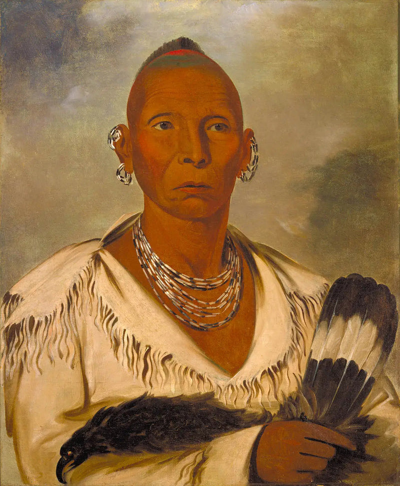 Múk-a-tah-mish-o-káh-kaik, Black Hawk, fremtrædende chef for sac - George Catlin