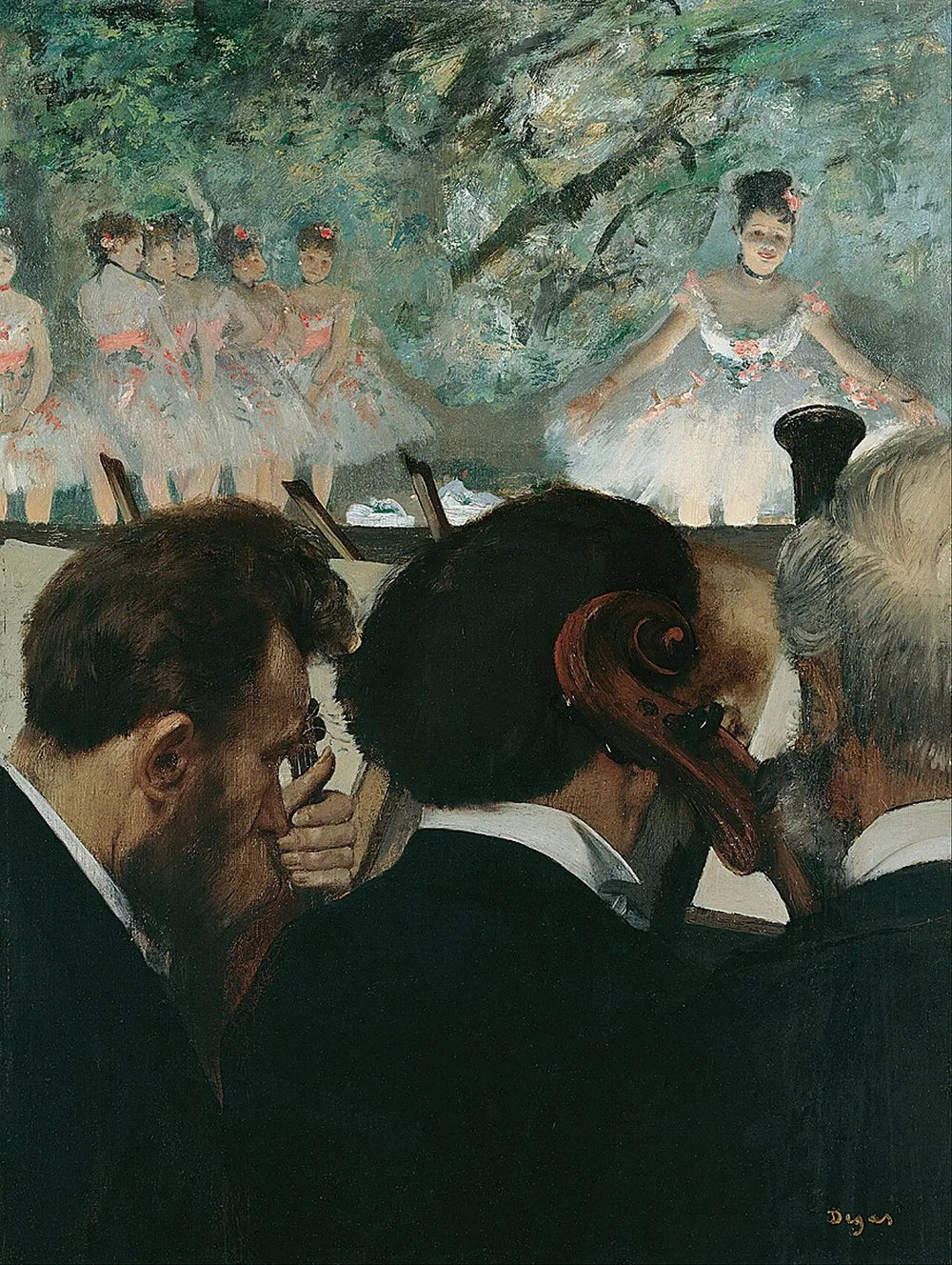 Musiciens à l'orchestre - Edgar Degas image 1 reproduction artisanale de tableau