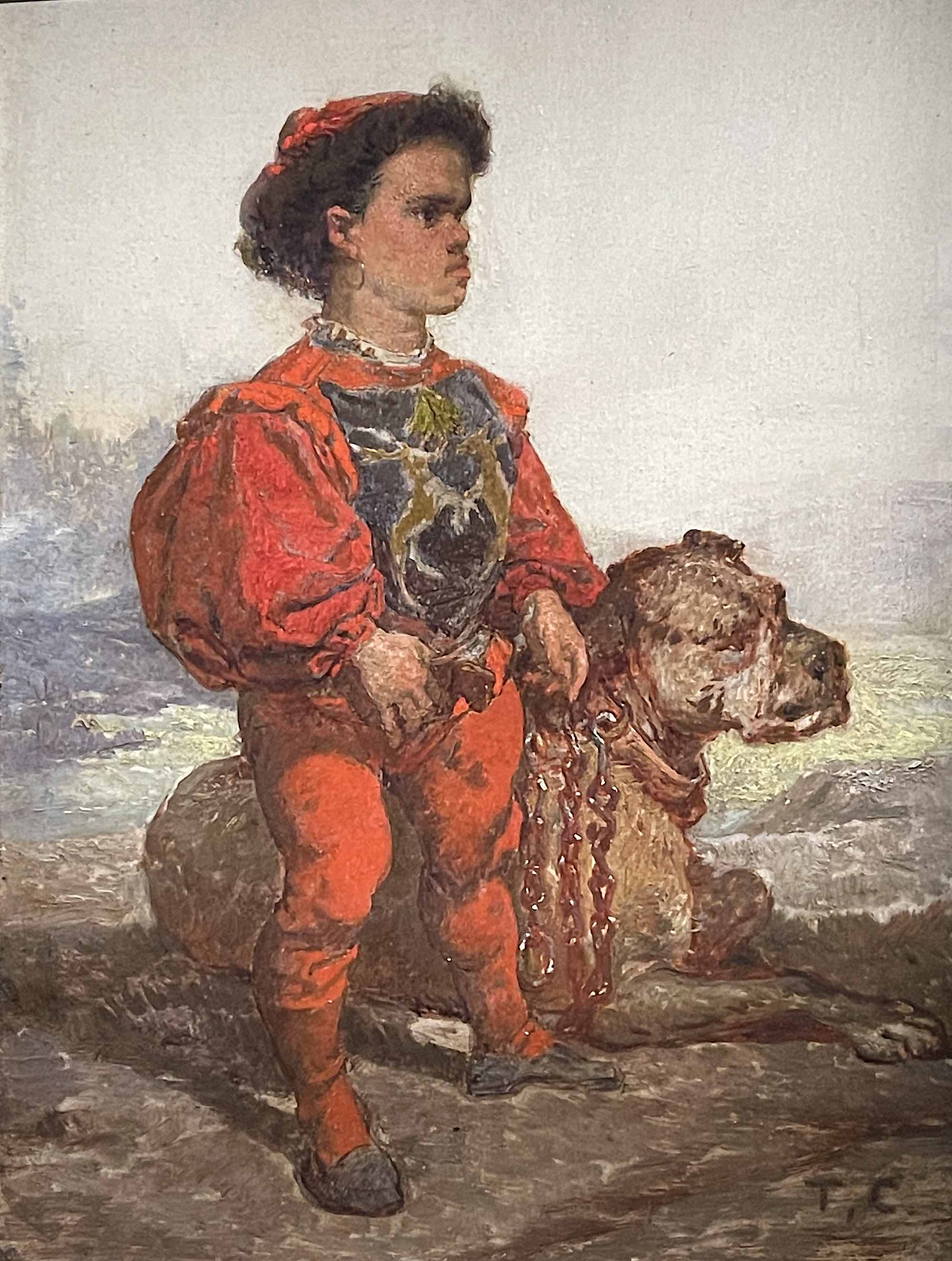 Nain avec un chien - Thomas Couture image 1 reproduction artisanale de tableau