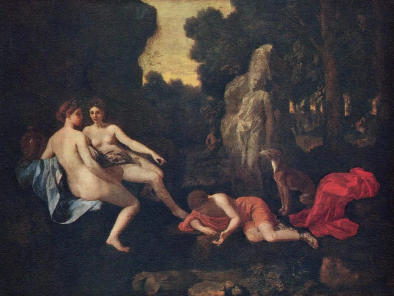 Narcis med to nymfer og Echo - Nicolas Poussin