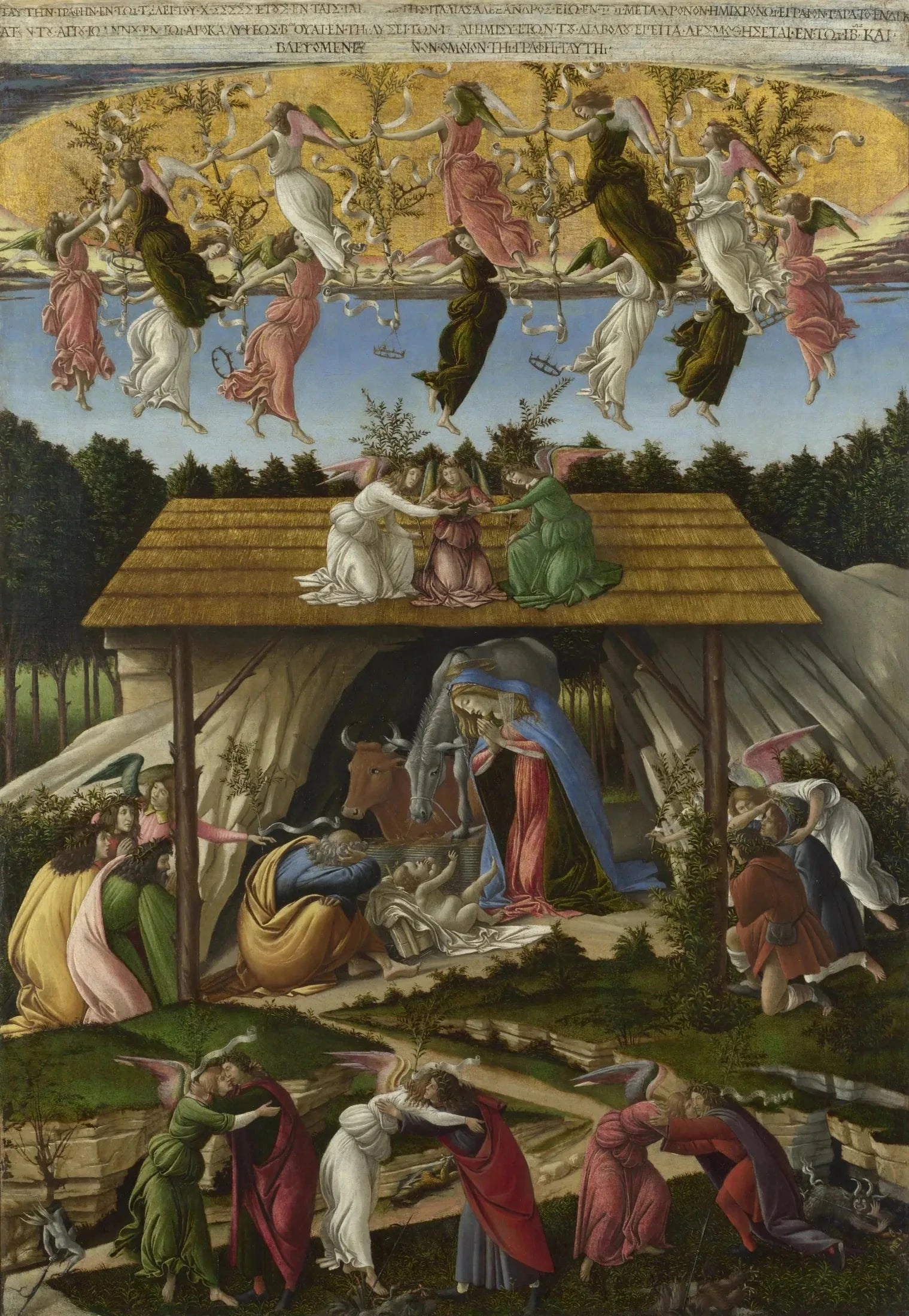 La Nativité mystique de Sandro Botticelli, 1500, National Gallery NG1034 – reproduction peinture à l’huile sur toile
