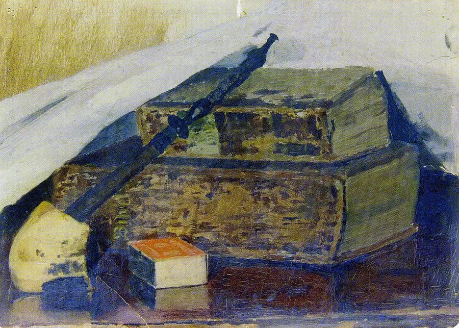 Stilleben med pibe og bibler - Edvard Munch
