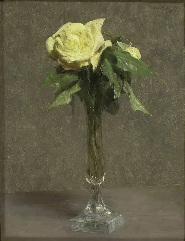 Nature morte à la rose jaune - Henri Fantin-Latour image 1 copie de tableau peinte à la main