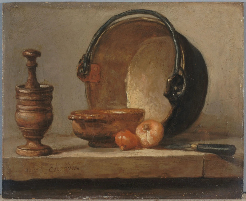 Natscene med kobbergryde - Jean Siméon Chardin