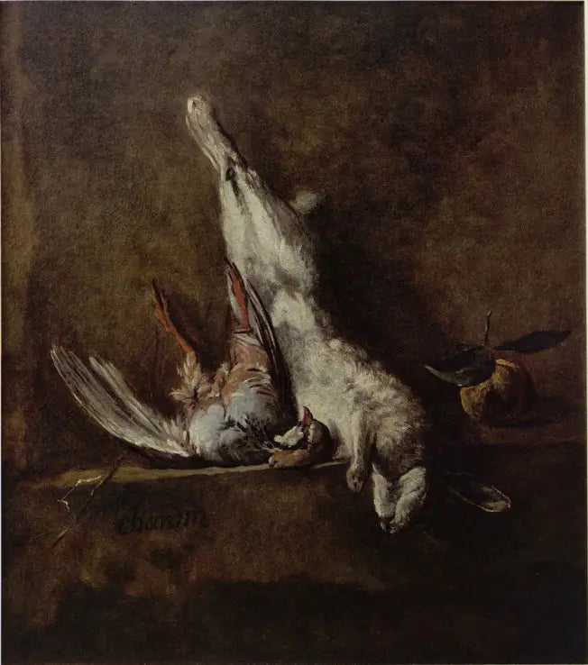 Stillleben med kanin og vagtel - Jean Siméon Chardin