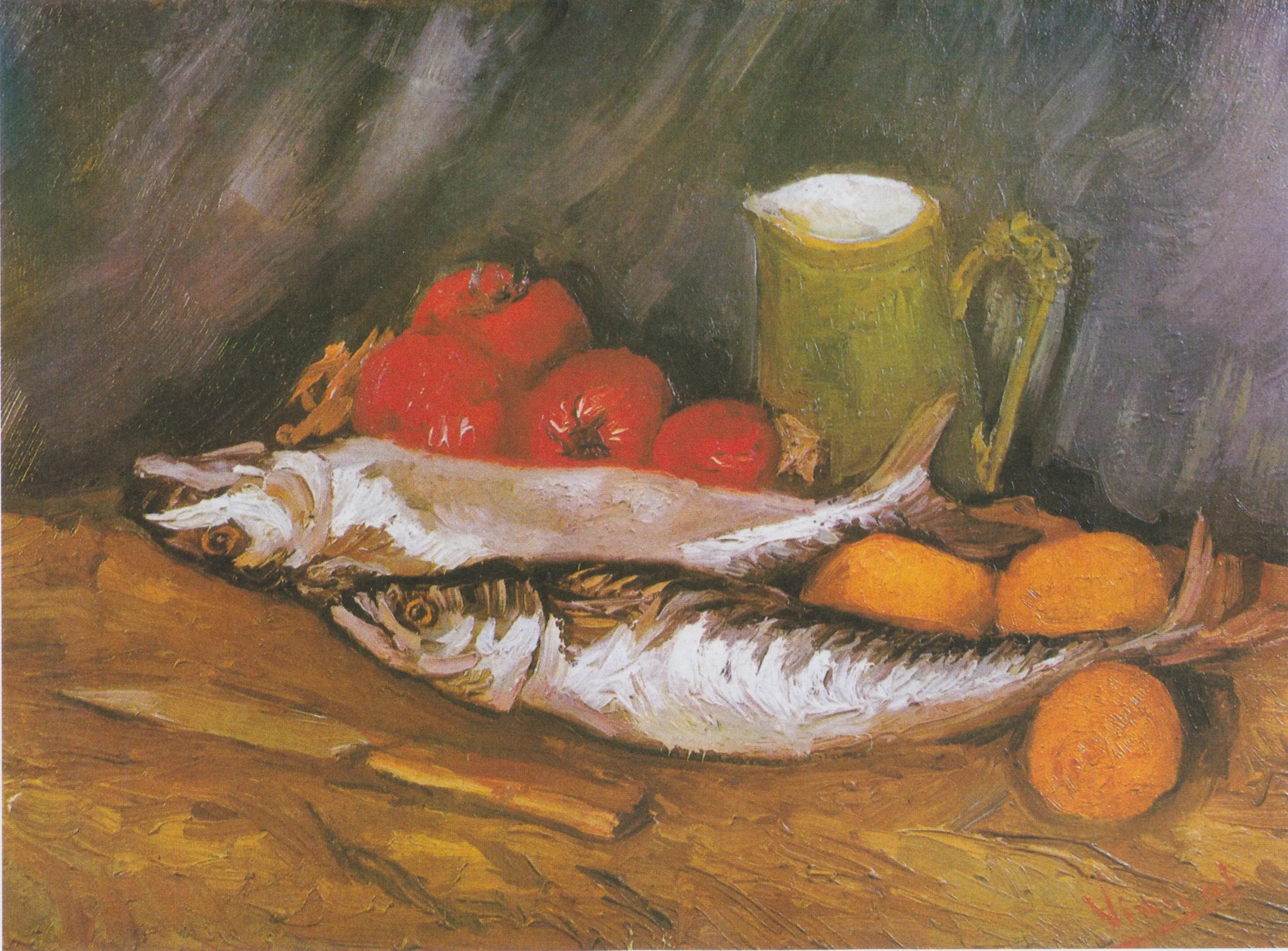 Reproduction du tableau « Nature morte au maquereau, citron et tomate - Vincent van Gogh » par Alpha Reproduction en peinture à l’huile