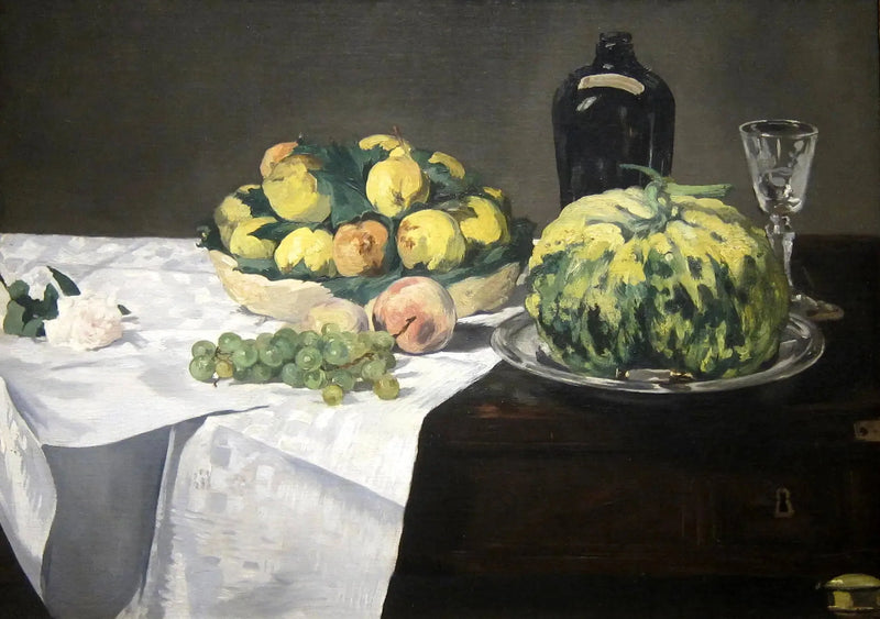 Stilleben med melon og ferskner - Édouard Manet