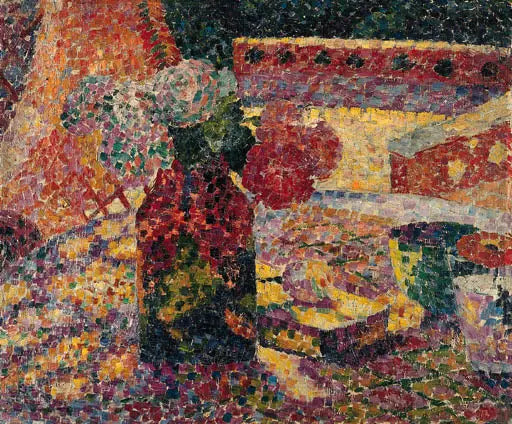 Nature morte au vase de fleurs - Robert Delaunay image 1 reproduction artisanale de tableau