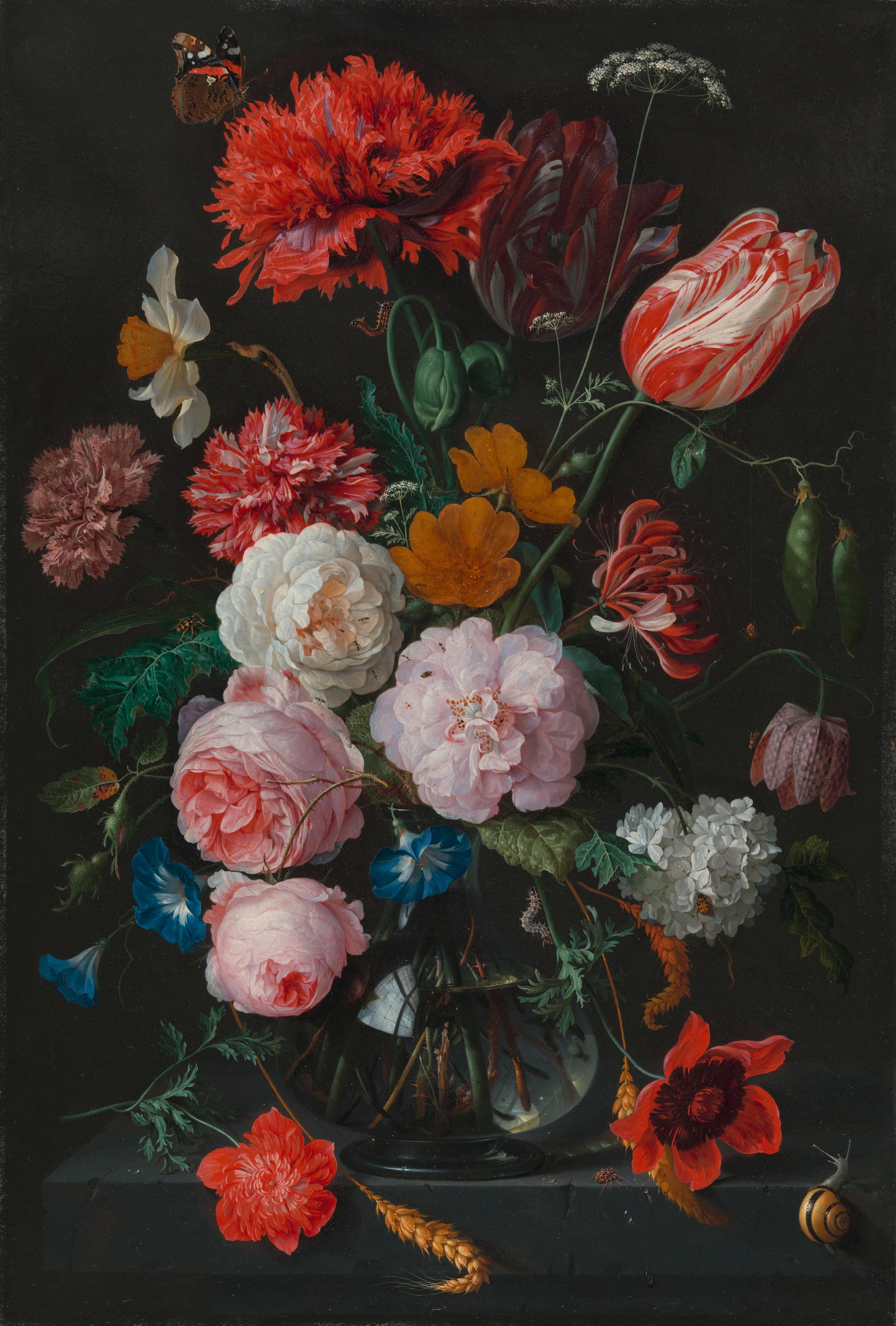 Nature morte aux fleurs dans un vase en verre - Jan Davidszoon de Heem