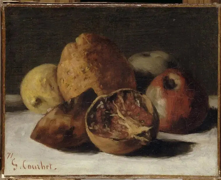 Naturtro til frugt: æbler og granatæbler - Gustave Courbet