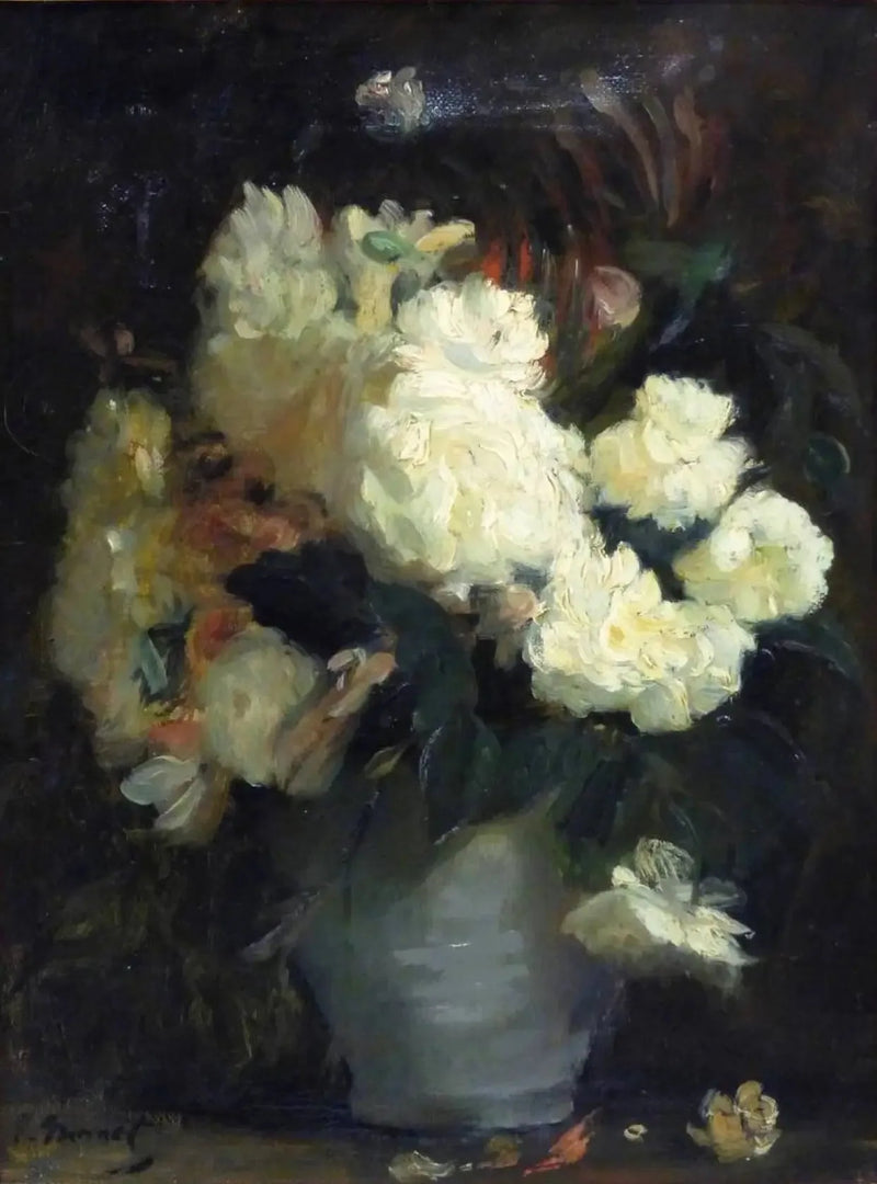 Stilleben med hvide pæoner og andre blomster - Édouard Manet