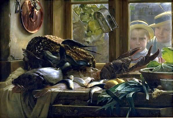 Stillleben med fisk - Carl Heinrich Bloch