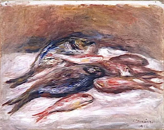 Stilleben med fisk - Pierre-Auguste Renoir