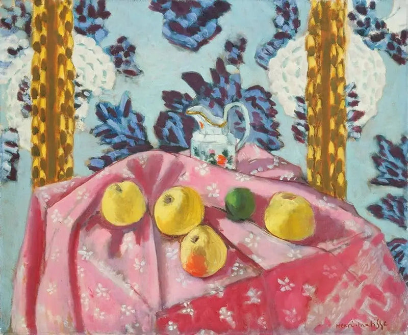 Stilleben med æbler på en lyserød dug - Henri Matisse