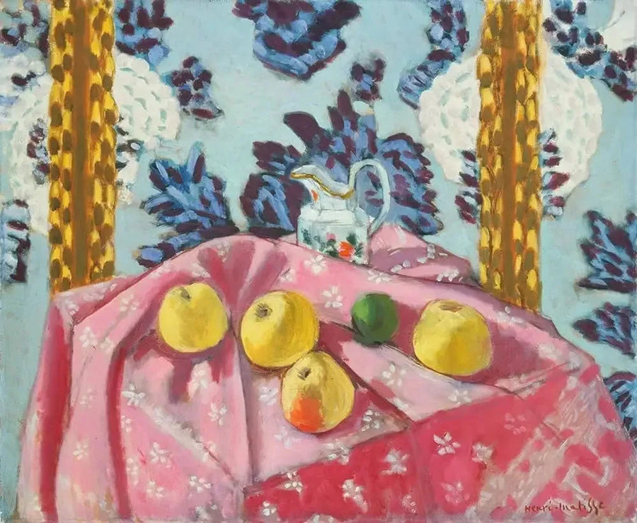 Stilleben med æbler på en lyserød dug - Henri Matisse