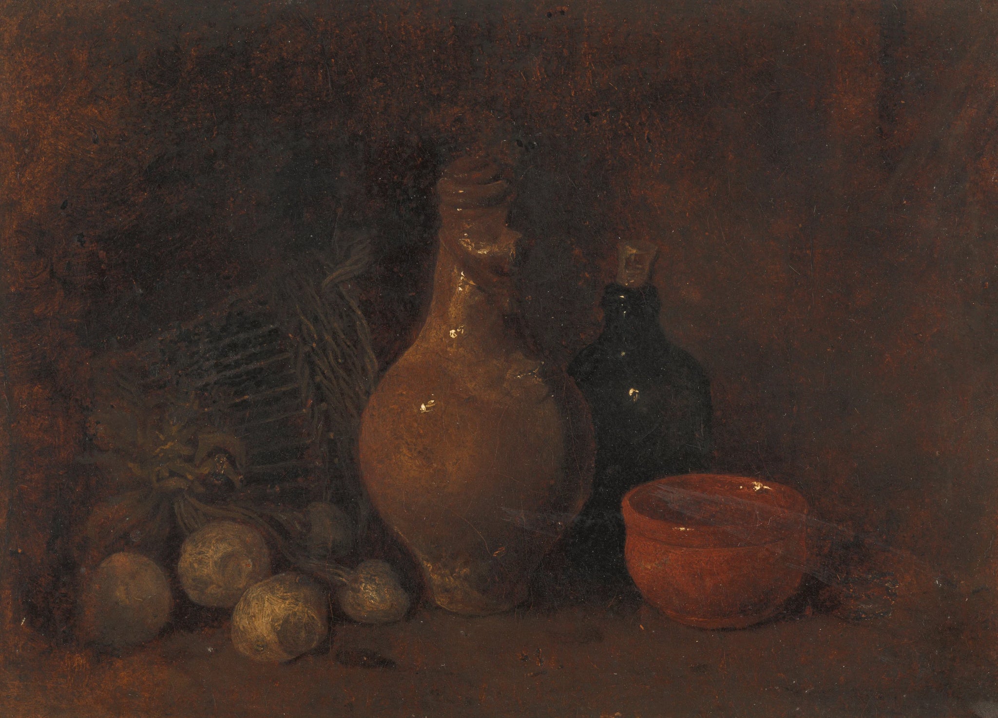 Nature morte aux quatre fruits, verre et faïence - François Bonvin