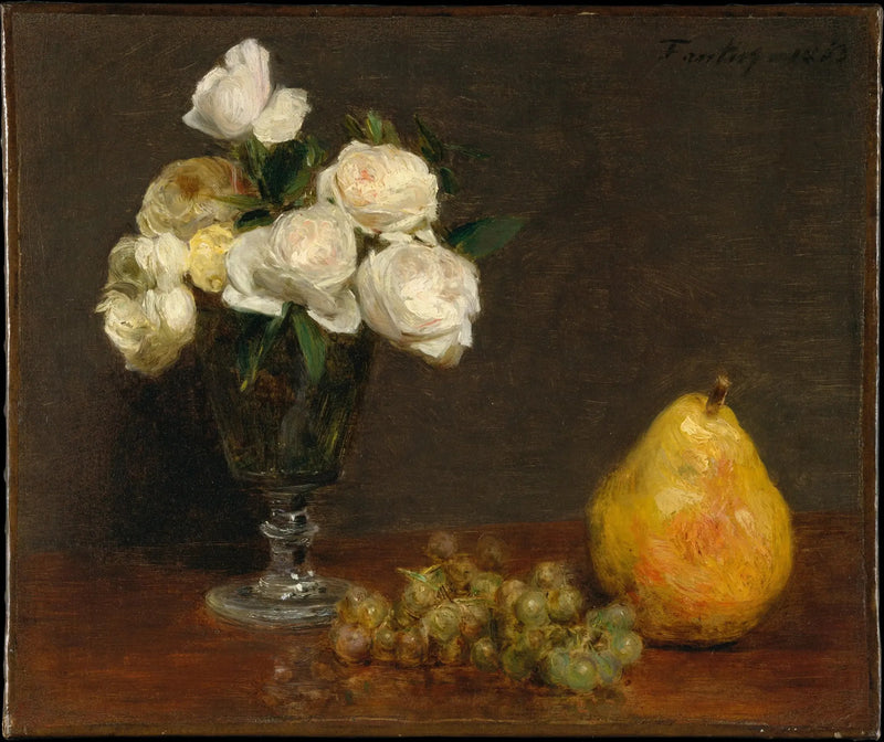 Stillleben med roser og frugt - Henri Fantin-Latour