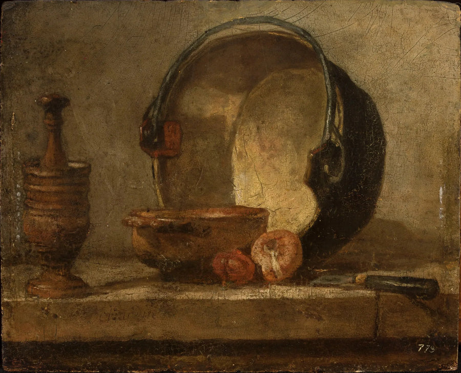 Stillleben med køkkenredskaber - Jean Siméon Chardin