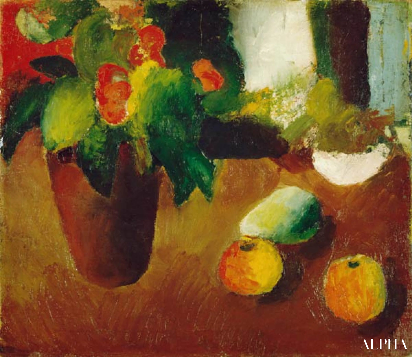 Dødt natur med begonier - August Macke - Reproduktioner af malerier og højkvalitets malerier