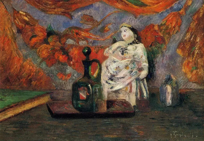 Stilleben med karaffel og figurine - Paul Gauguin