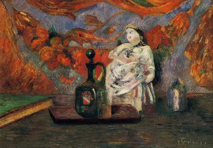 Stilleben med karaffel og figurine - Paul Gauguin