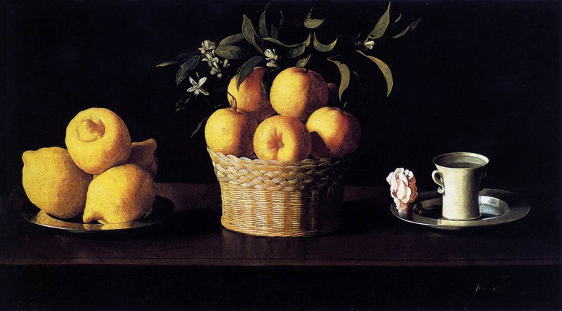 Stillleben mit Zitronen, Orangen und Rosen - Francisco de Zurbarán