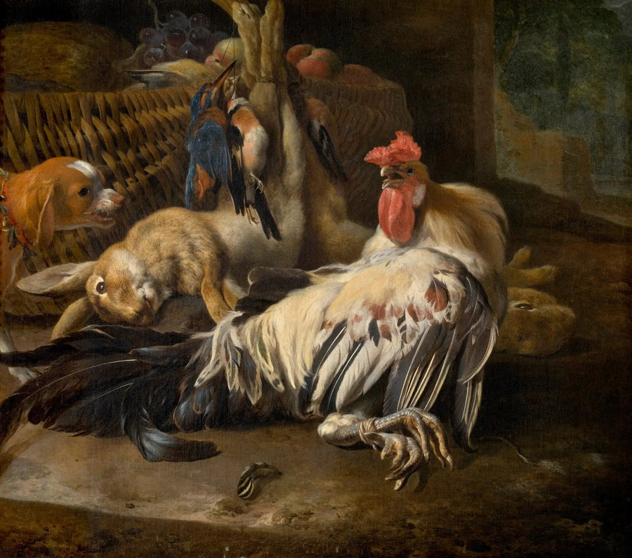 Stillleben mit Hahn - Melchior de Hondecoeter