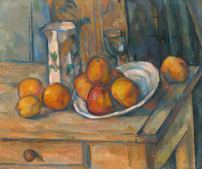 Stilleben med mælkekande og frugter - Paul Cézanne