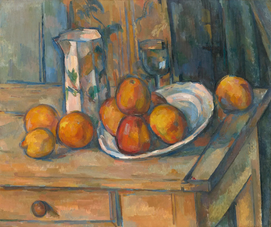 Stilleben med mælkekande og frugter - Paul Cézanne