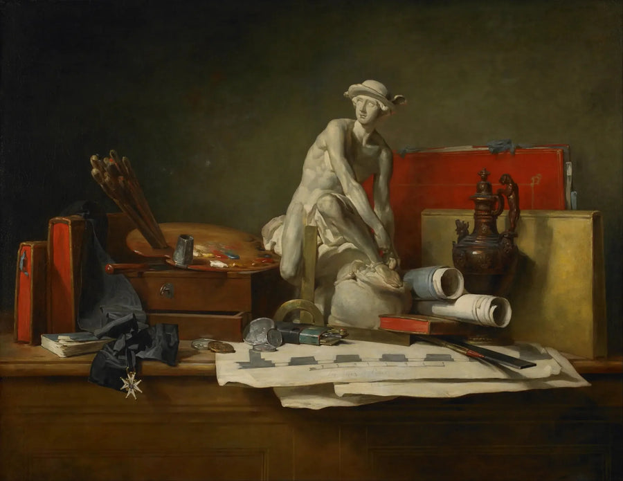 Natscene med kunstens attributter - Jean Siméon Chardin