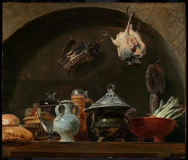 Dødsfald med forskellige keramik, brød, en lampe og fjerkræ i en niche - Peter Paul Rubens