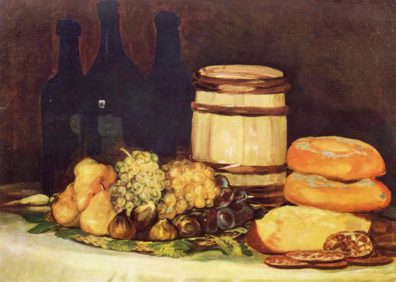 Stilleben med frugter, flasker, brød - Francisco de Goya