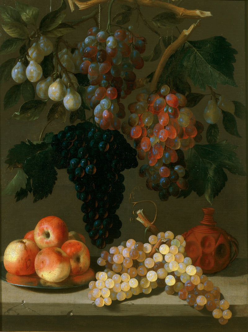 Nature morte avec des grappes de raisin, pommes et prunes - Juan de Espinosa