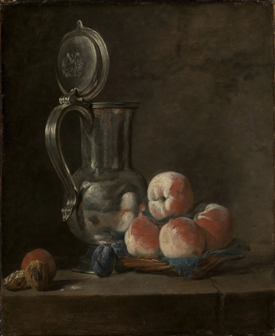 Stillleben med blikfad og ferskner - Jean Siméon Chardin