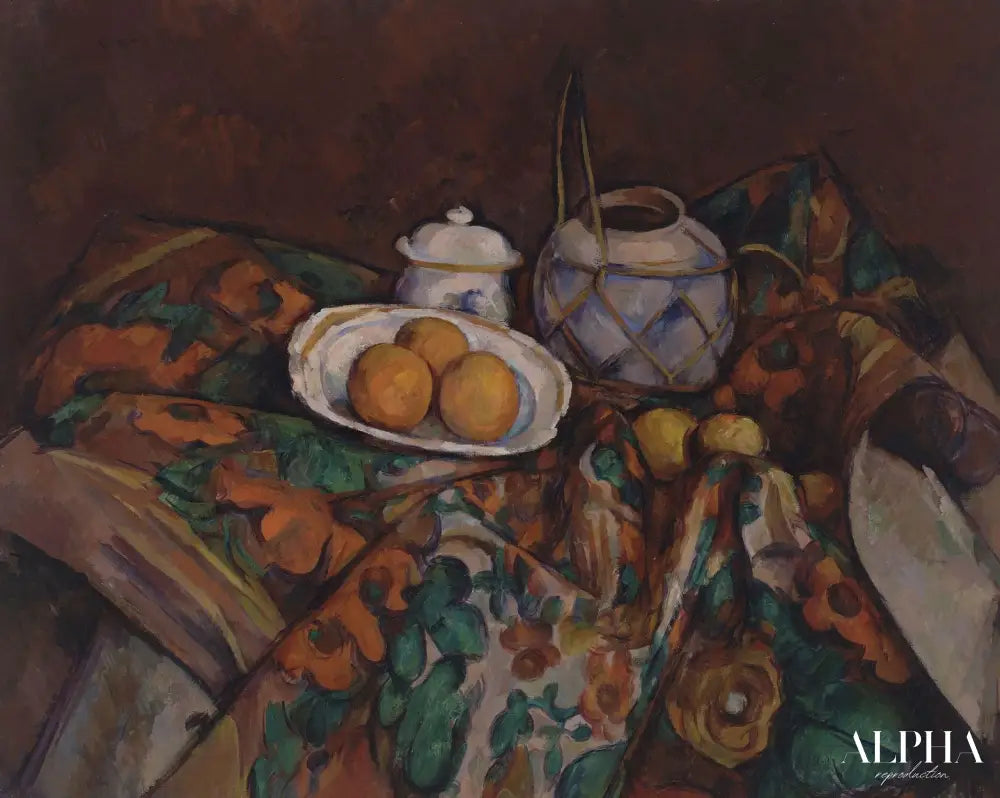 Nature morte avec pot de gingembre, sucrier et oranges - Paul Cézanne - Reproductions de tableaux et peintures haut de gamme